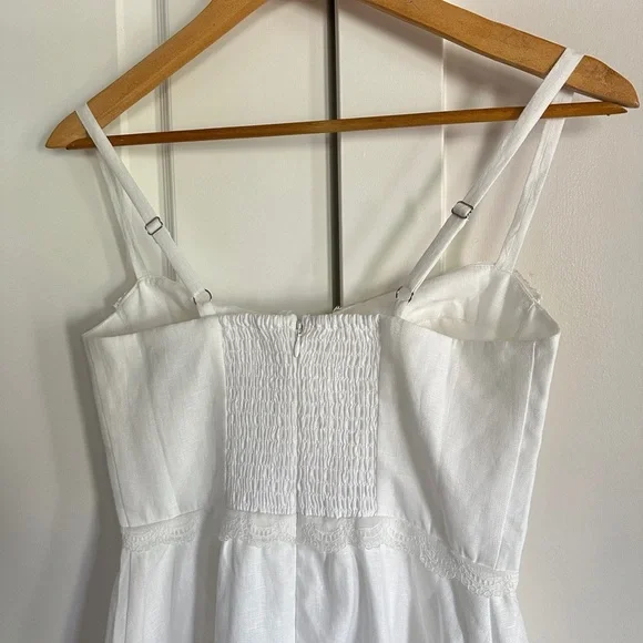 NEW Reformation Arya Mini Linen Dress Lace Detail Adjustable Straps White | sz 2 - Picture 10 of 14